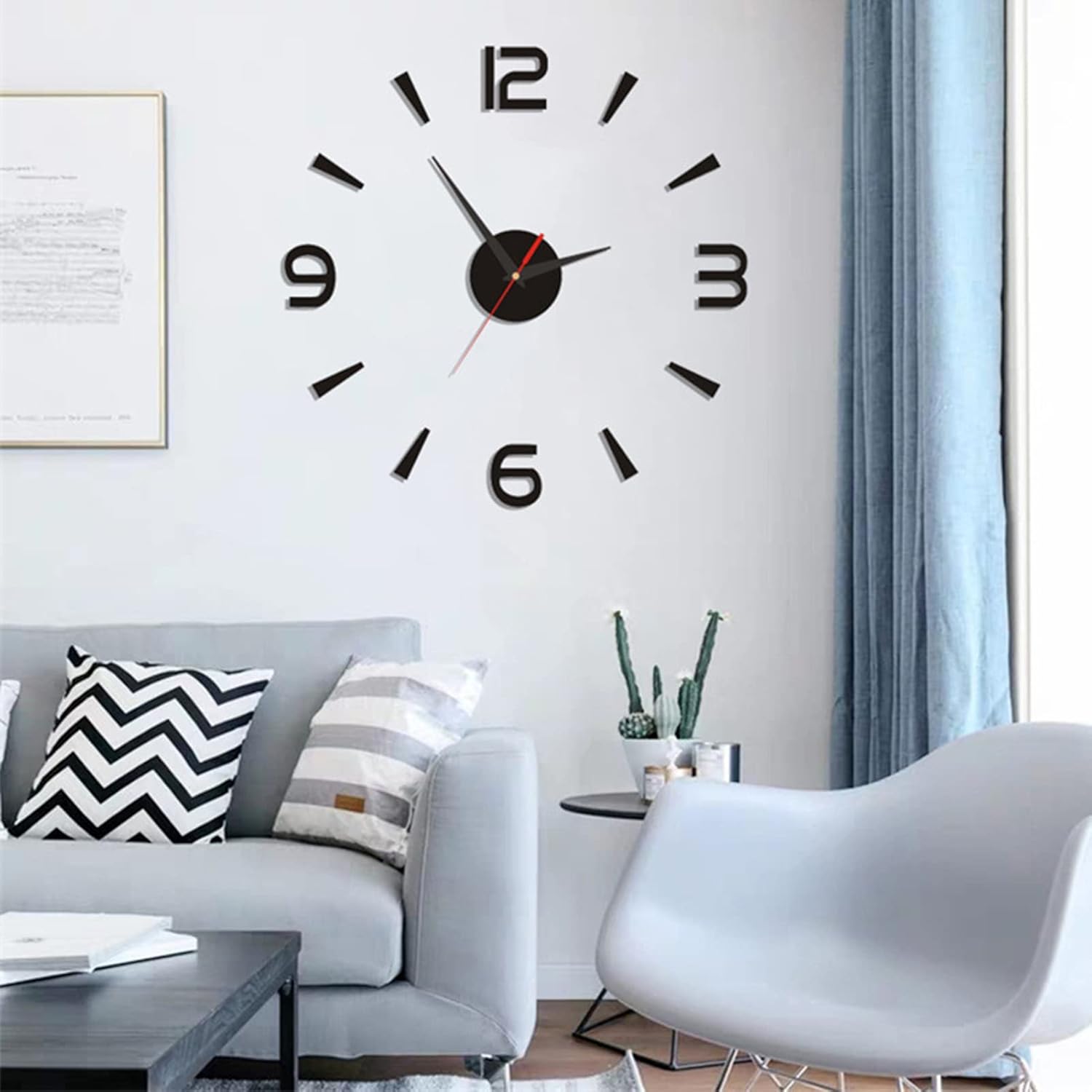 Reloj de pared DIY, reloj de pared DIY sin marco, reloj de pared DIY 15.7 in pequeño negro moderno simple estilo europeo silencioso acrílico sin