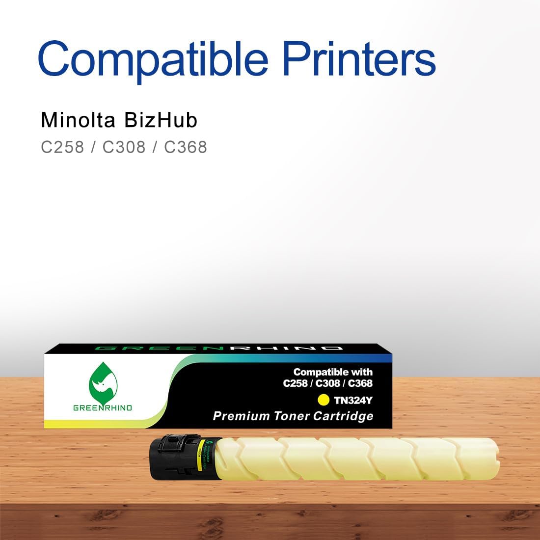 GREENRHINO Cartucho de tóner compatible de repuesto para Konica TN324 TN324Y (A8DA230) para usar para Minolta BizHub C258 C308 C368 (amarillo,