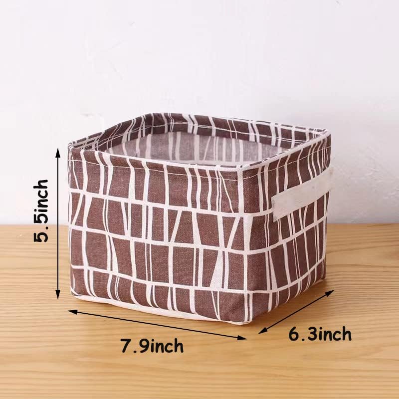 Cesta de almacenamiento plegable  Juego de 6 pequeños contenedores plegables de lona organizadores con asa para decoración del hogar o