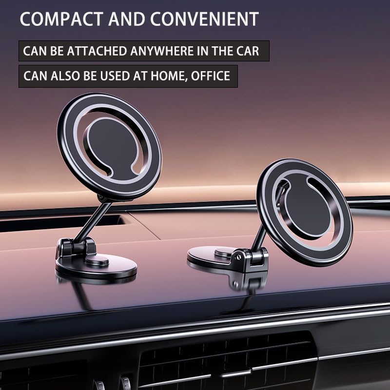 Compatible con soporte MagSafe, fuerte soporte magnético para teléfono para tablero de automóvil, soporte magnético plegable de aleación compatible