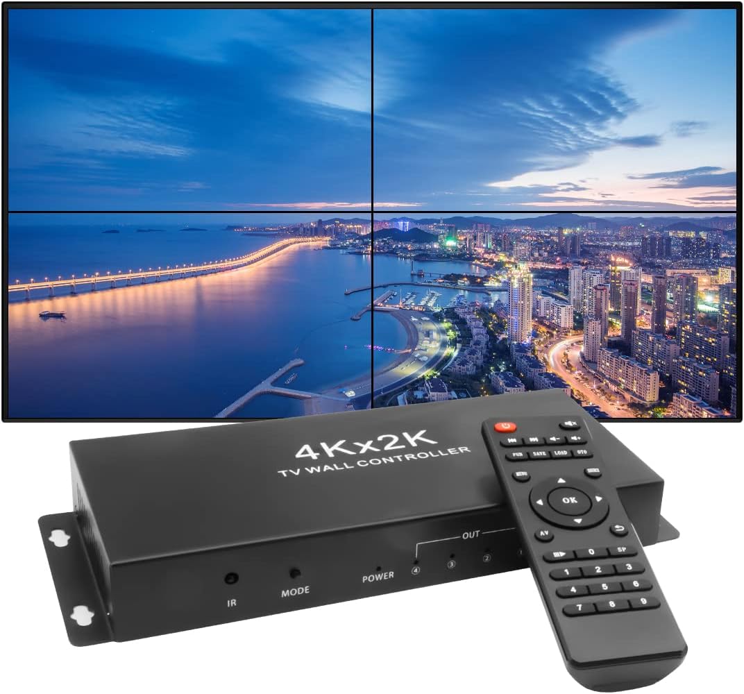 Controlador de pared de video, pantalla HD 4K x 2K, procesador profesional de empalme sin costuras con RS232, entrada HDMI, salida HDMI de 4 vías y