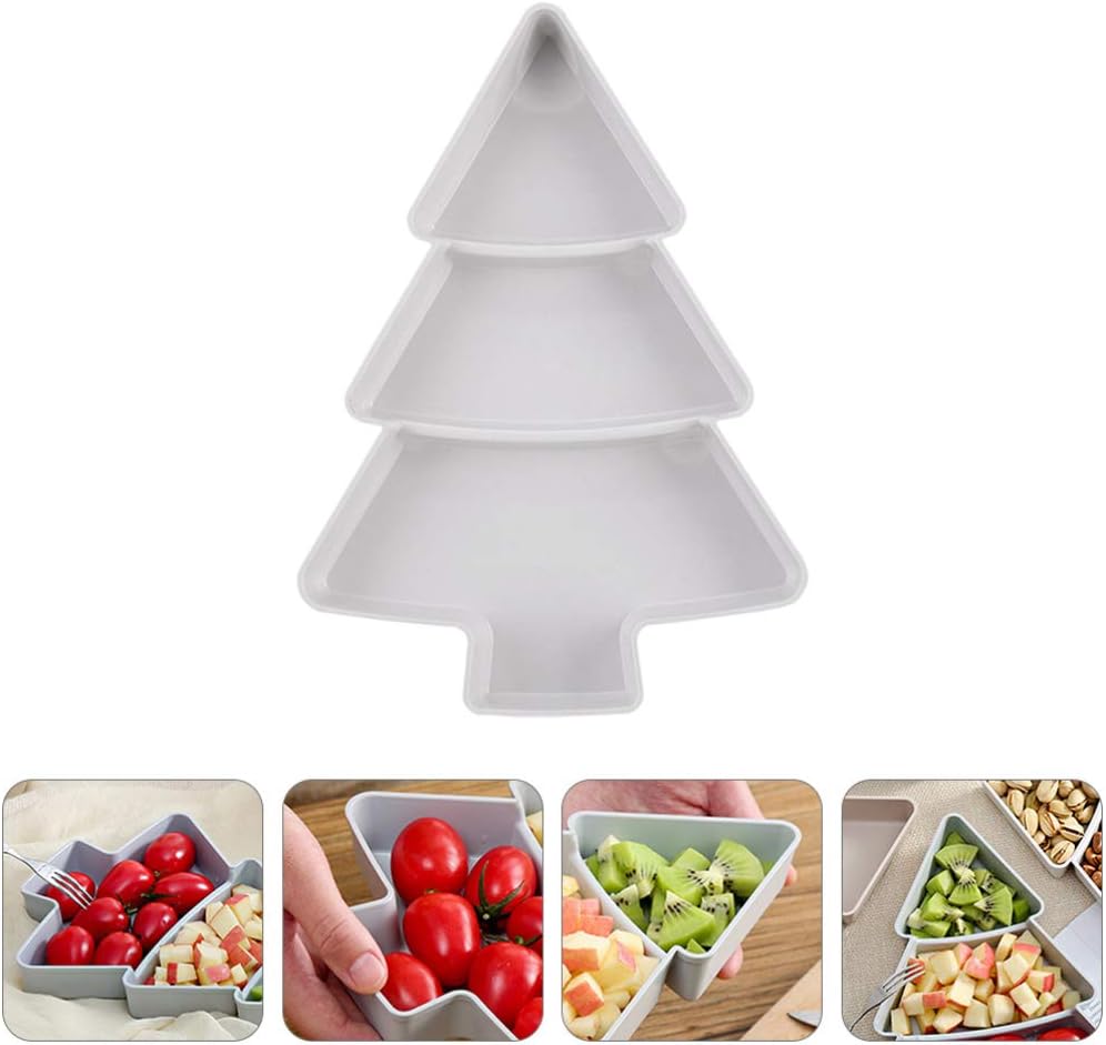 Angoily 2 platos para servir árbol de Navidad, bandeja de plástico para servir Navidad, para entretenimiento, plato de servir alimentos para