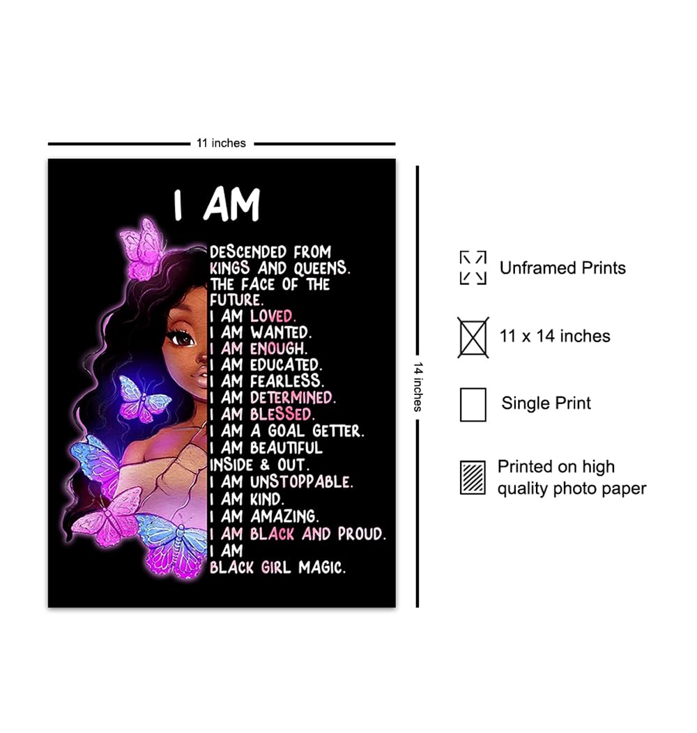 Inspiring Black Girl Wall Decor LARGE 11×14 – African American Girl Art Print – Inspirational positive affirmation – Motivational Quotes – Girls
