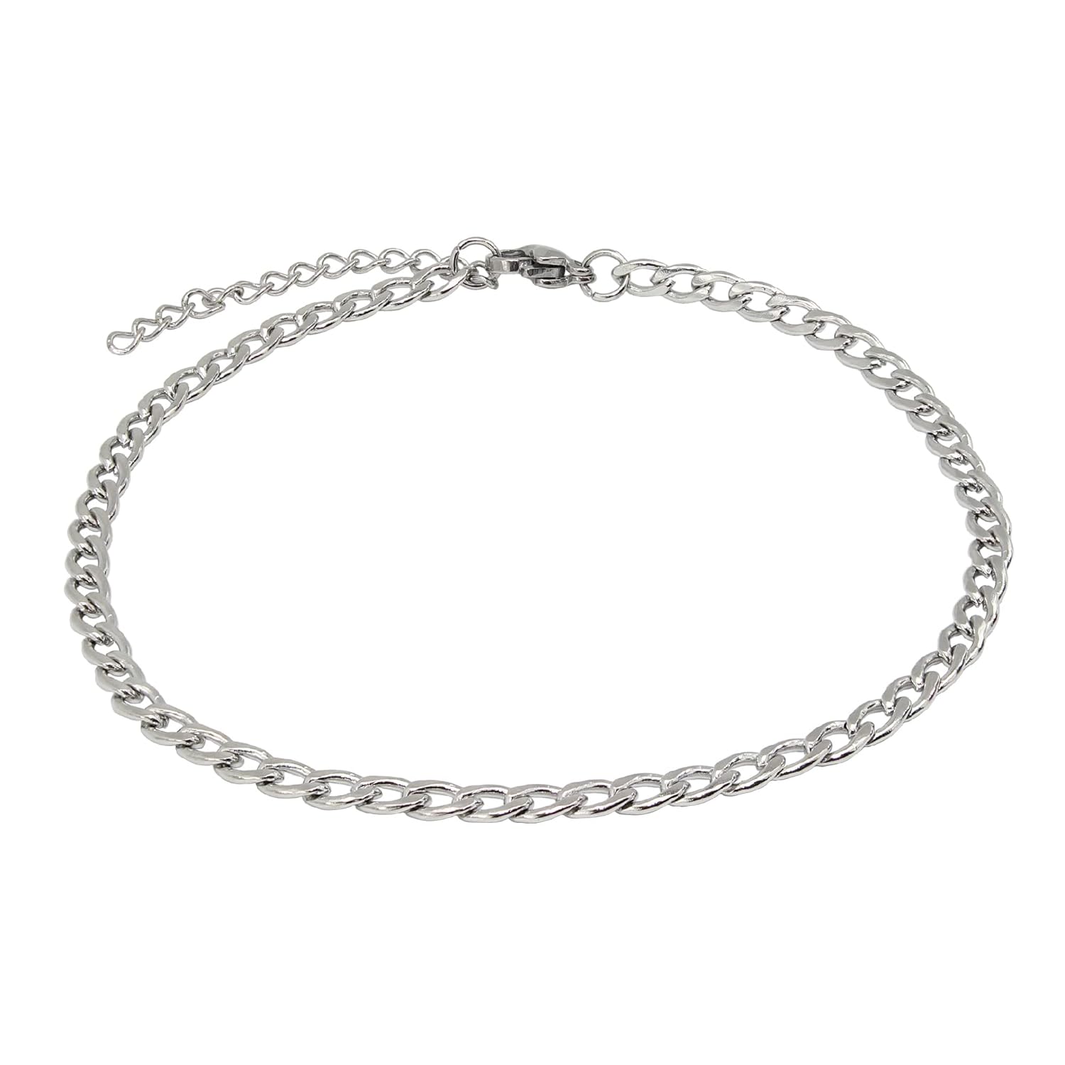 Baronyka Men’s Handcrafted Anklet, Wax Cord, Stainless Steel, Adjustable Length, Durable for Everyday Wear and Modern Look (Silver Chain)