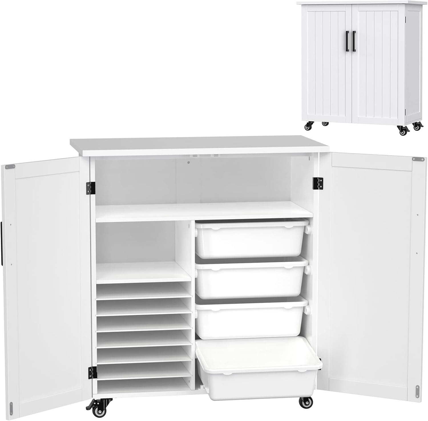 GDLF Carrito de manualidades compatible con Cricut Machine Cricut Mesa Cricut con armario de almacenamiento, carrito de Cricut con cajones diseñados