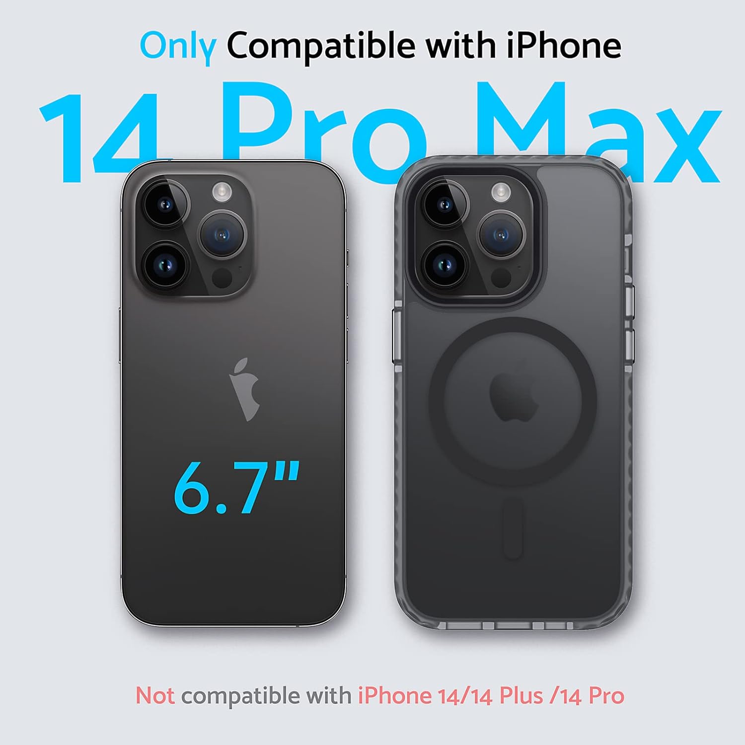 DASFOND Funda magnética diseñada para iPhone 14 Pro Max, compatible con Magsafe, protección de grado militar con tira a prueba de golpes, funda