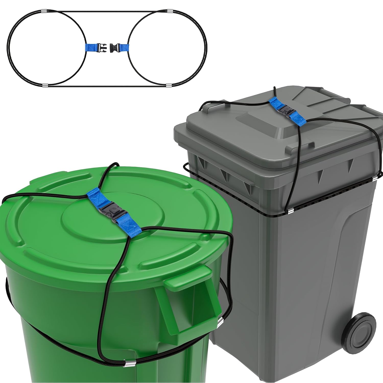 2 cerraduras de tapa para botes de basura para animales, cordón elástico para mantener al osomapacheperro fuera de la basura,
