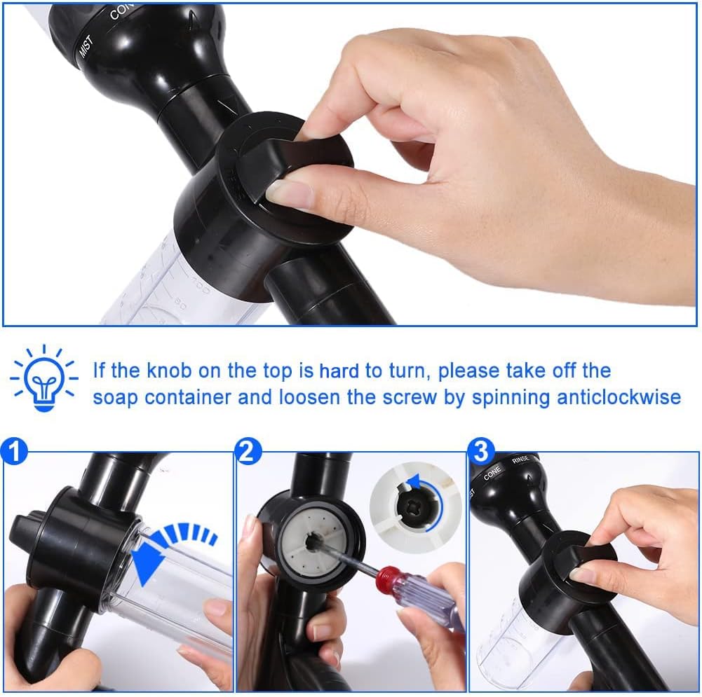 Boquilla de lavado de autos, boquilla de manguera de alta presión, pulverizador de 8 patrones de manguera con 2 dispensadores de jabón de 3.5 onzas
