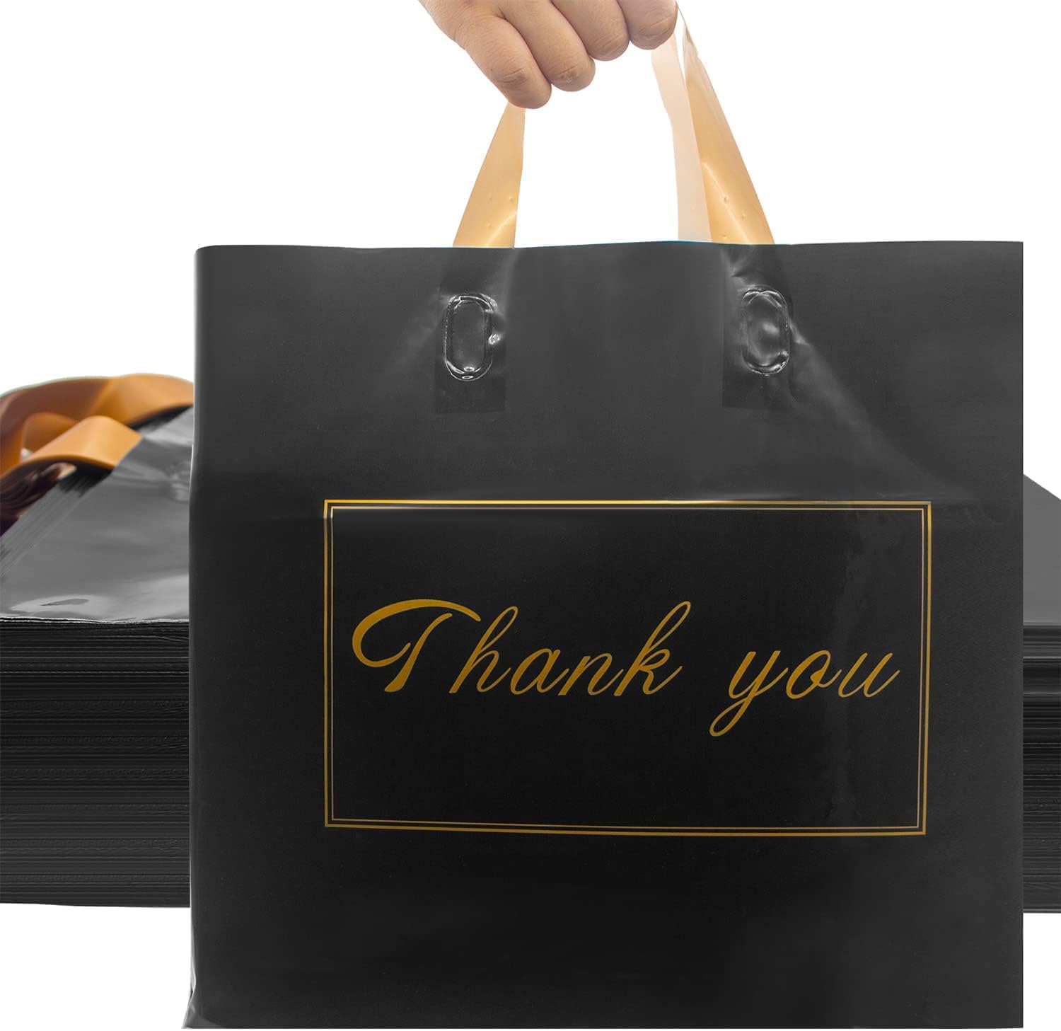 WAKAKO Paquete de 60 bolsas de compras de agradecimiento, bolsas de regalo de agradecimiento de 16 x 14 pulgadas con asa para pequeñas empresas,