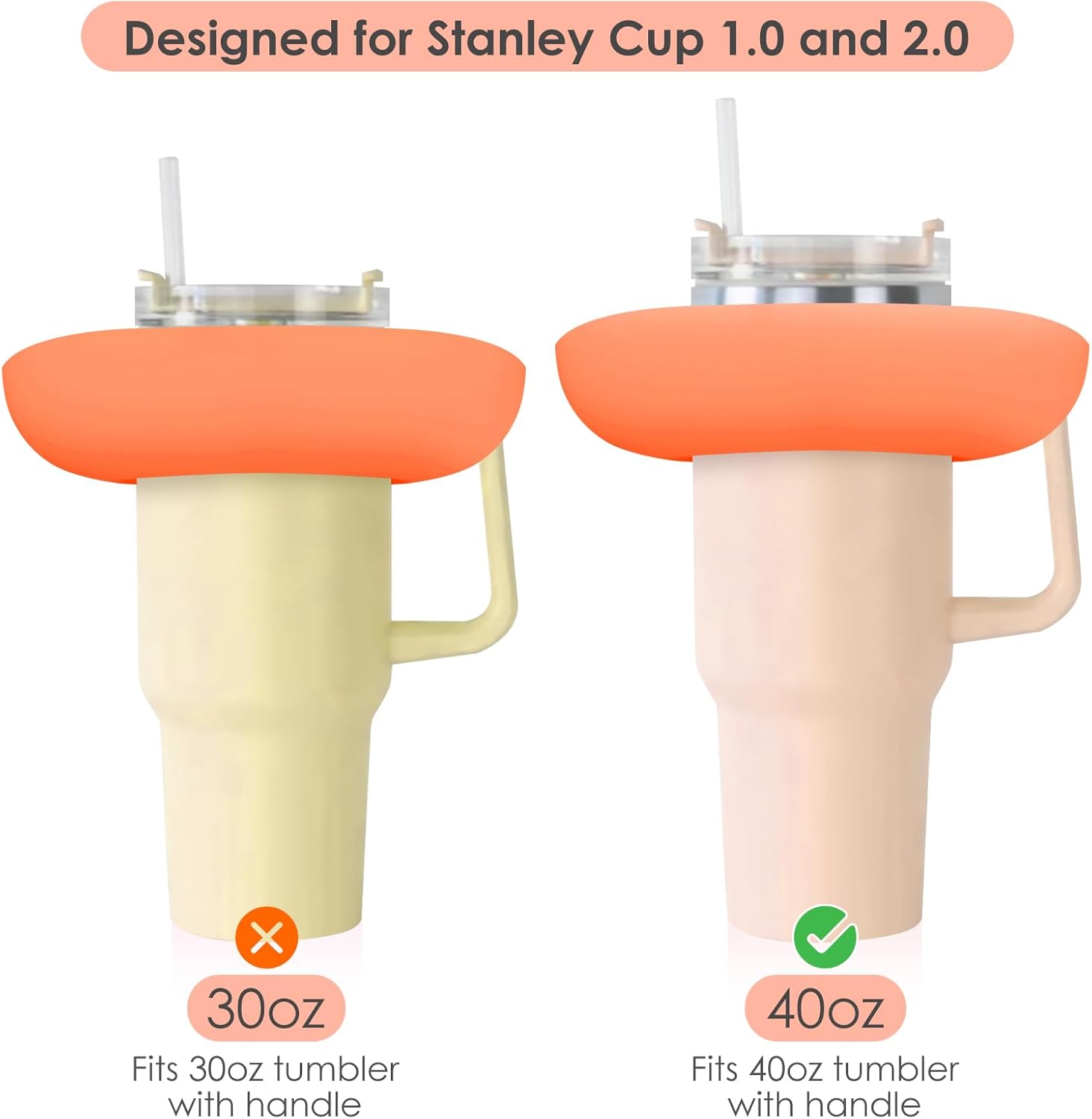 Cuenco de aperitivos para Stanley de 40 onzas, bandeja de aperitivos reutilizable de silicona mejorada para Stanley, bandeja de aperitivos con