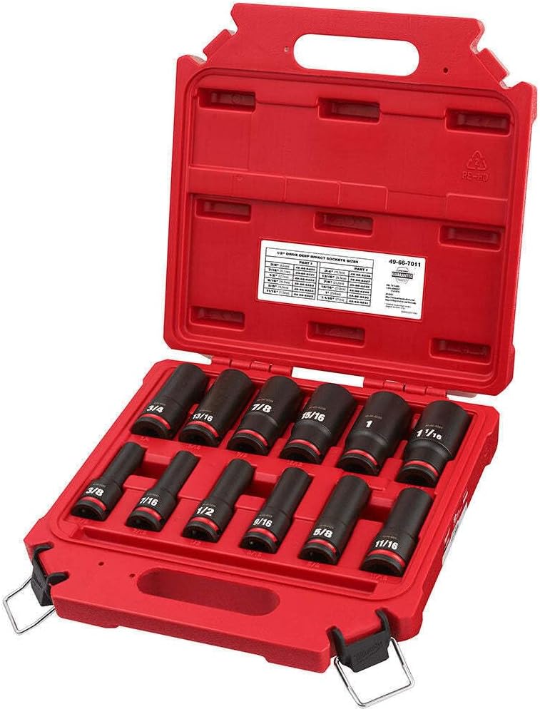 49-66-7011 para Milwaukee Shockwave 12 In Drive SAE 6 Point Impact Duty Socket Set – 12PC
