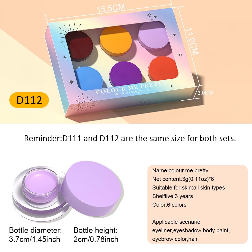 evpct Juego de 6 delineadores de ojos de gel blanco, rosa, cian, verde, rosa, rojo, marrón, negro, impermeable, a prueba de manchas, crema para