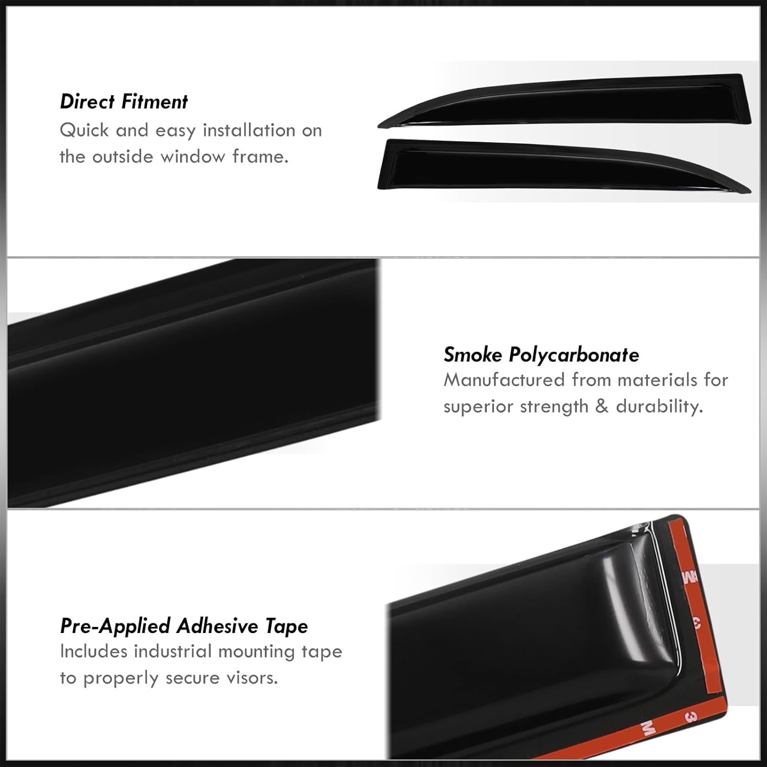 AJP Distributors JDM – 4 piezas de visera de ventana lateral para puerta lateral, protector de lluvia, protector de viento, compatible con Land
