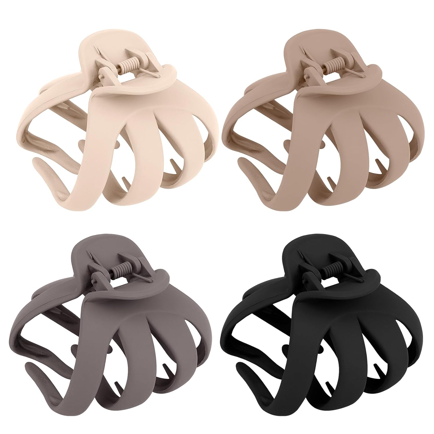 4 pinzas de pulpo grandes para cabello grueso, pinzas de pulpo mate para cabello fino, clip de mandíbula de sujeción fuerte, pinzas antideslizantes