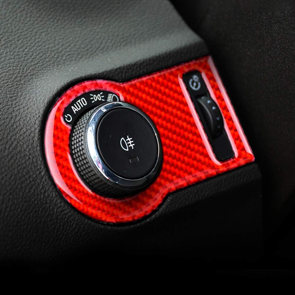 AIRSPEED Adhesivo de fibra de carbono para interruptor de faros de coche, calcomanía interior compatible con Chevrolet Camaro 2010-2015 Accesorios
