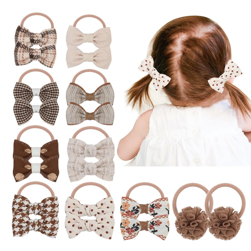 20 ligas elásticas para el cabello con lazos, soporte para cola de caballo pequeño de 2 pulgadas, banda de goma pequeña boutique para niños