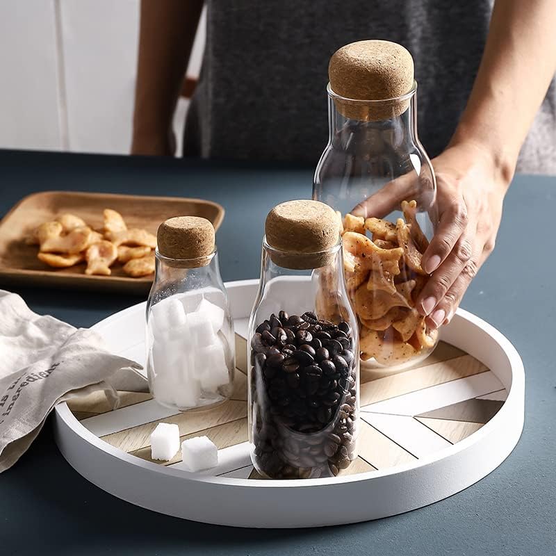 IVAILEX Tarros de vidrio con tapas de corcho, tarro de caramelo con tapa, tarro de café para mostrador, tarro de galletas con tapas herméticas,