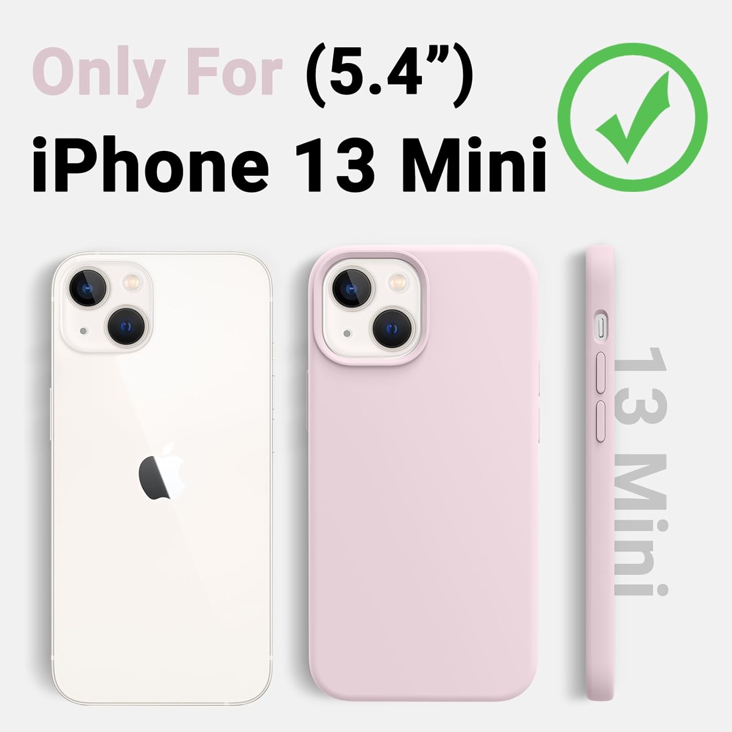 AOTESIER Funda diseñada a prueba de golpes para iPhone 13 Mini, funda de silicona líquida con forro de microfibra suave antiarañazos, protección