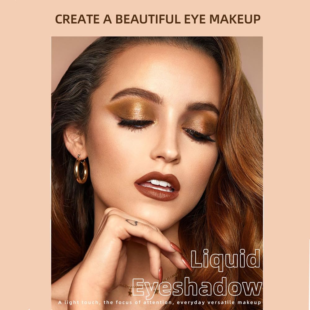 Sombra de ojos líquida, sombra de ojos 2 en 1 con purpurina mate de doble extremo, sombra de ojos líquida metálica impermeable de larga duración,