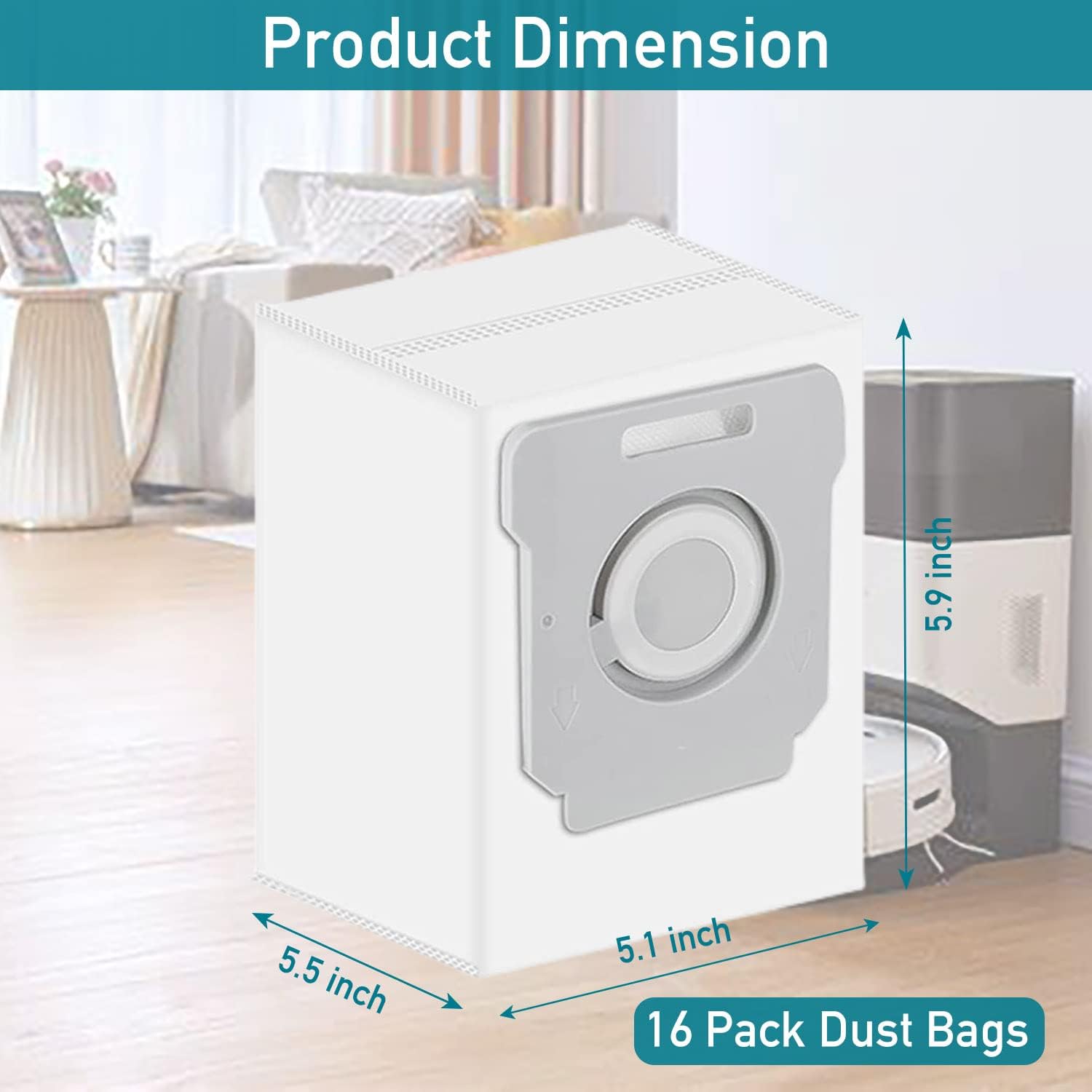 Paquete de 16 bolsas de vacío compatibles con iRobot Roomba i7 i7+Plus (7550) i3+ i4+ i6+ (6550) i8+ (8550) s9+ (9550) I & S Series, bolsas de