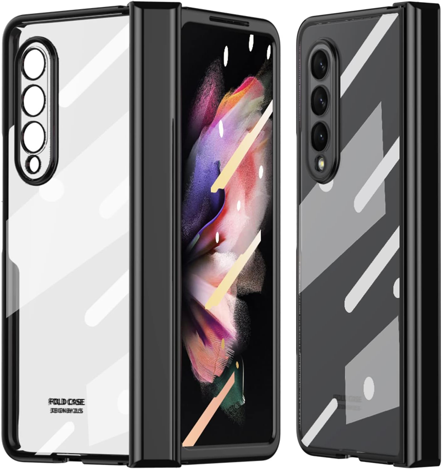 Miimall Funda para Samsung Galaxy Z Fold 3 con protector de pantalla, Z Fold 3 con protección de bisagra y PC chapado de lujo y pantalla de vidrio