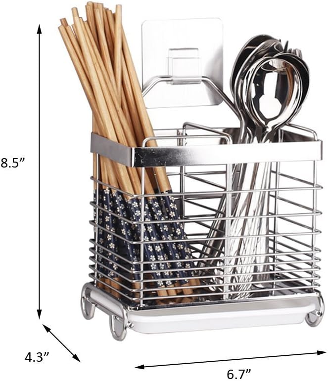 Utensilios de cocina Estante de secado de acero inoxidable 304 Cuchara cuadrada Cuchillo Tenedor Caso Fregadero Cesta Organizador Soporte de