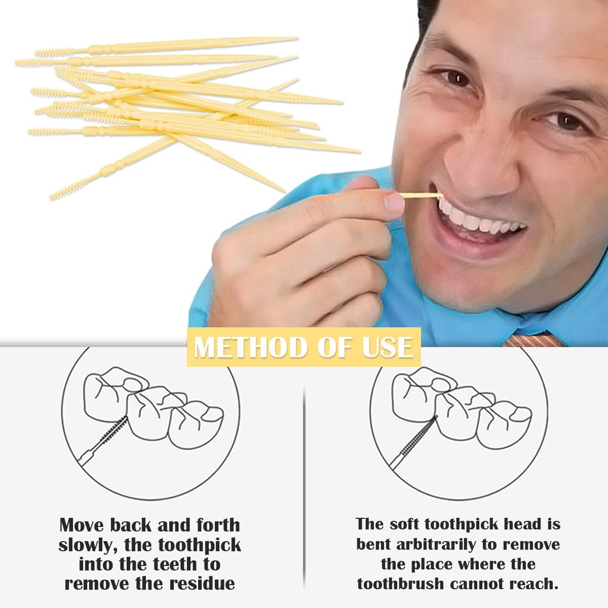 Palillo de dientes interdental desechable de doble cabeza, 1060 unidades, cepillo de plástico, palillos de dientes para el cuidado bucal,