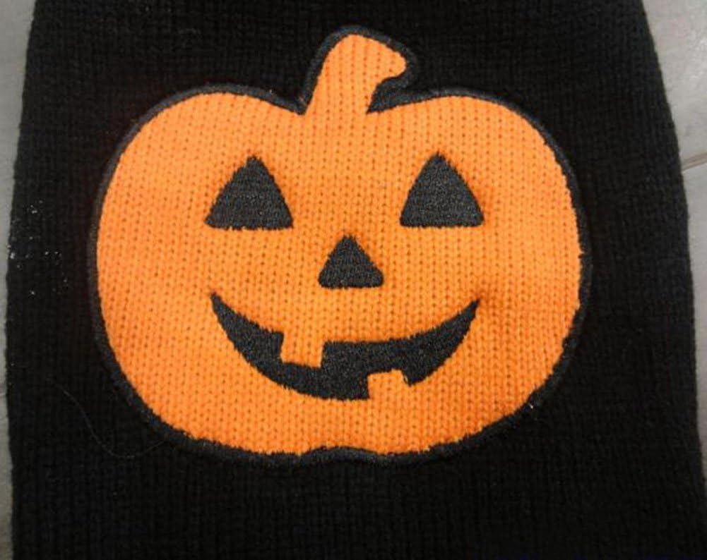 MaruPet Suéter acanalado de dos piernas para perrito de Año Nuevo, prendas de punto, cuello alto, Halloween, calabaza, impreso, chaleco de algodón