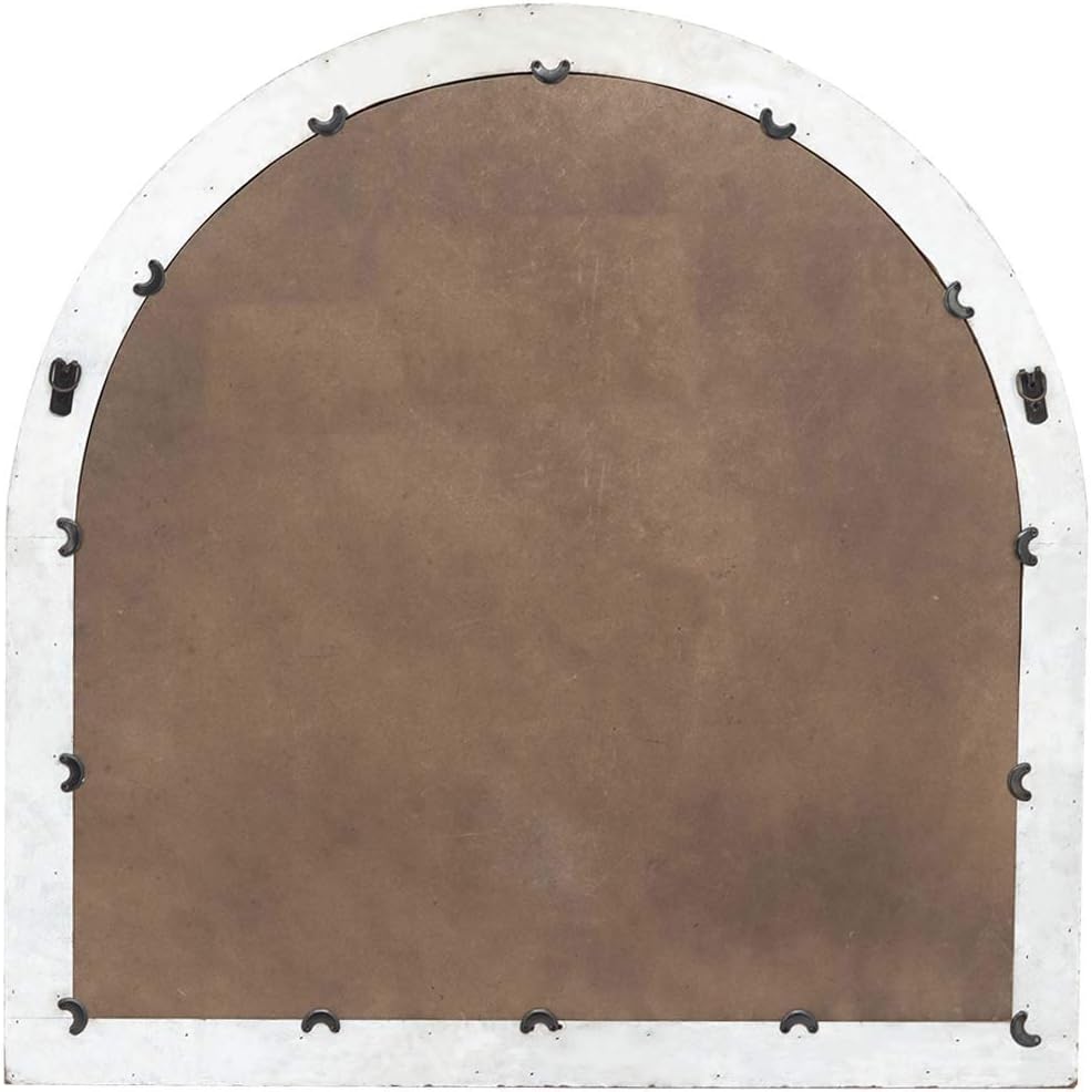 Espejo de pared de madera con arco de catedral rústico, espejo de pared con marco de madera rústica para ventana, color blanco envejecido, 31-78