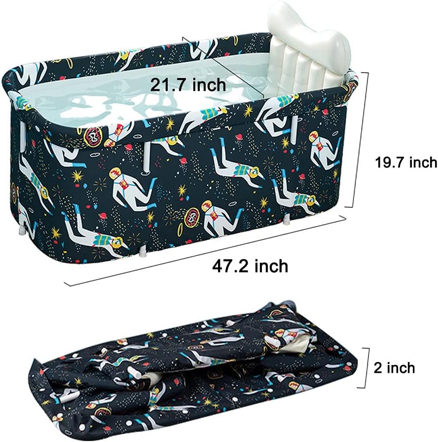 Bañera de hielo plegable para adultos de 47 pulgadas, portátil, de 47 pulgadas, tina de cactus