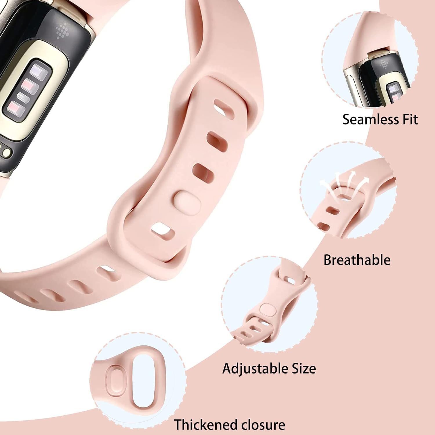 surundo Compatible con Fitbit Charge 6 BandsFitbit Charge 5 – Correa deportiva de silicona suave delgada y estrecha de repuesto para Fitbit Charge