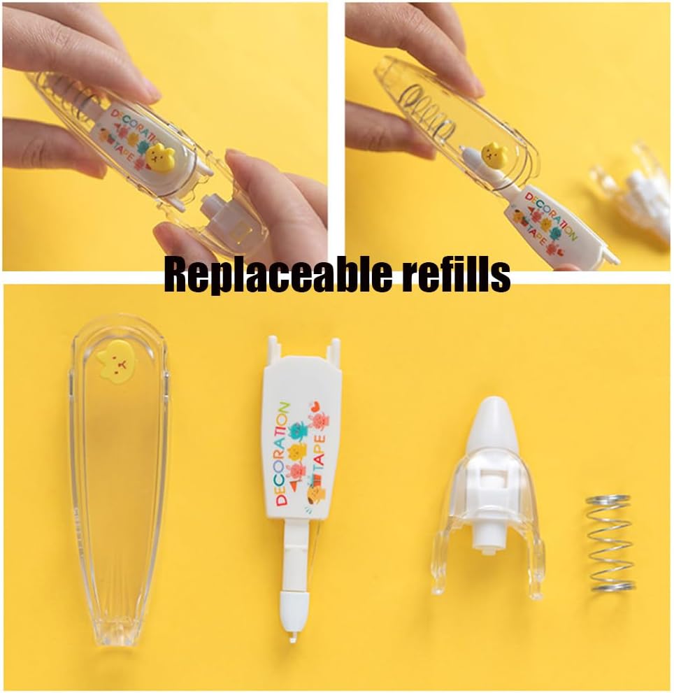 Ally-Pocket – Bolígrafo de cinta decorativa tipo prensa de animales lindos para bricolaje, cinta Washi de corrección para álbumes de recortes,