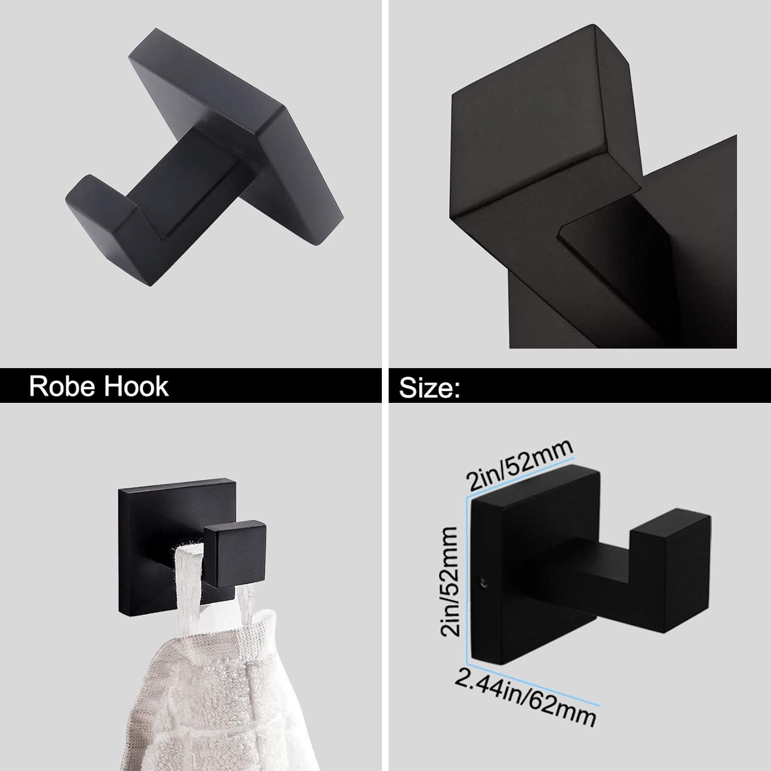 Ralbay Toallero de baño, juego de 5 piezas de accesorios de baño de acero inoxidable de alta calidad, juego de toallero montado en la pared, color