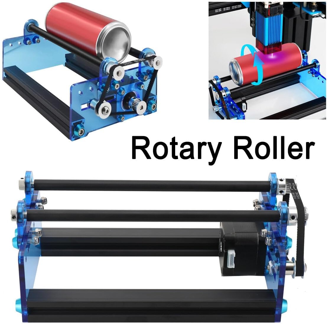 WEBCAB Rodillo giratorio láser, grabador láser eje Y rodillo rotatorio módulo de grabado eje 360 giratorio, máquina grabadora para grabar objetos