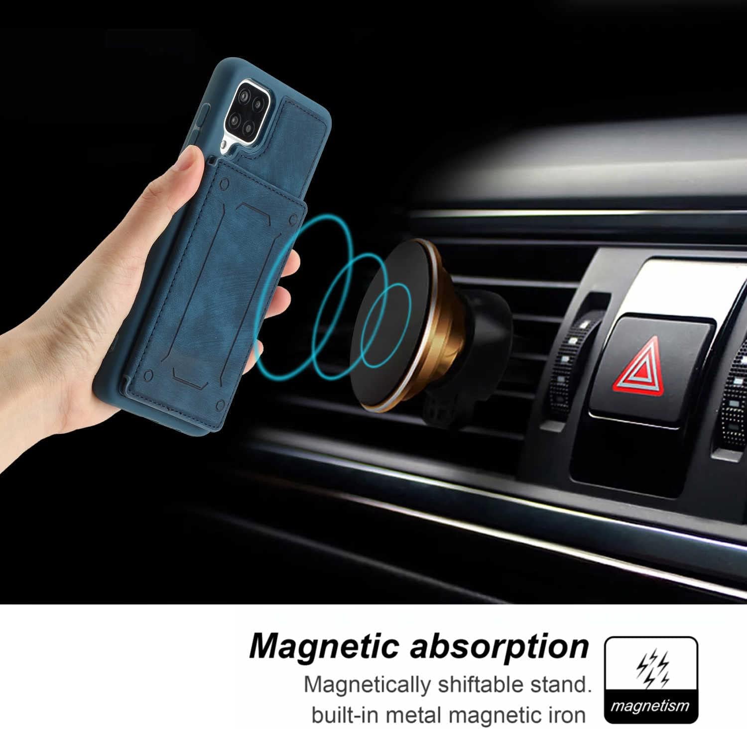 Asuwish Funda de teléfono para Samsung Galaxy A12M12 con protector de pantalla de vidrio templado y soporte delgado para tarjetas de crédito,