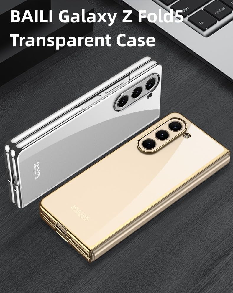 BAILI Funda transparente para Galaxy Z Fold5, transparente de alta definición, ultrafina de PC para Z Fold 5, ultrafina como Cicada Z Fold5, carcasa