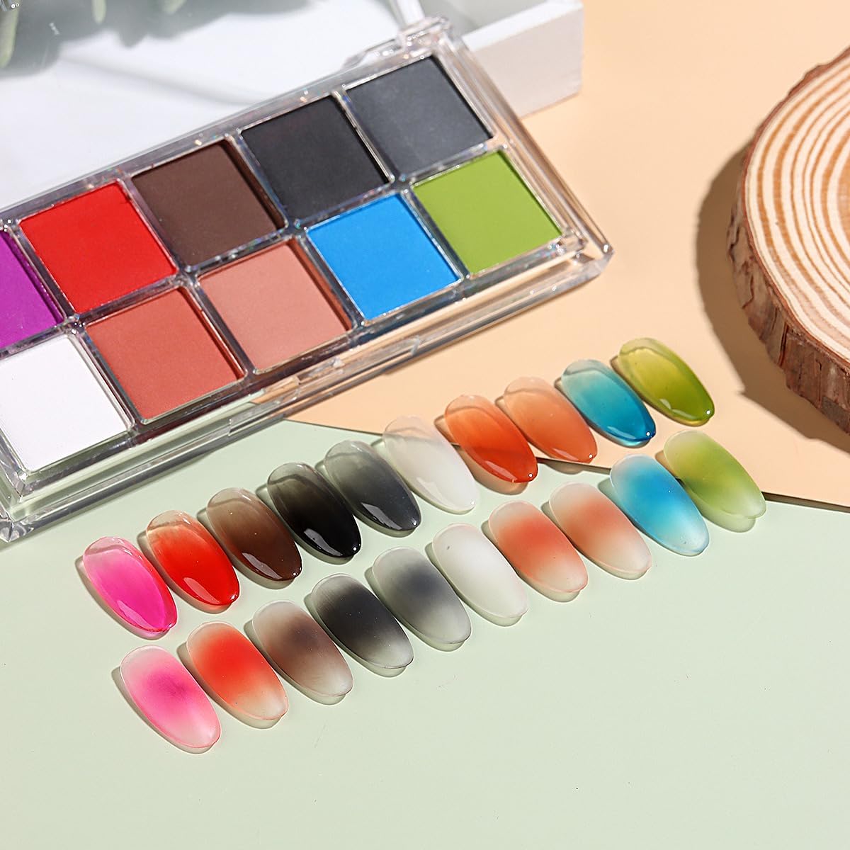 Juego de polvo de uñas de fósforo de neón sólido, 10 colores, pigmento iridiscente fluorescente iridiscente, kit de polvo con purpurina para esmalte