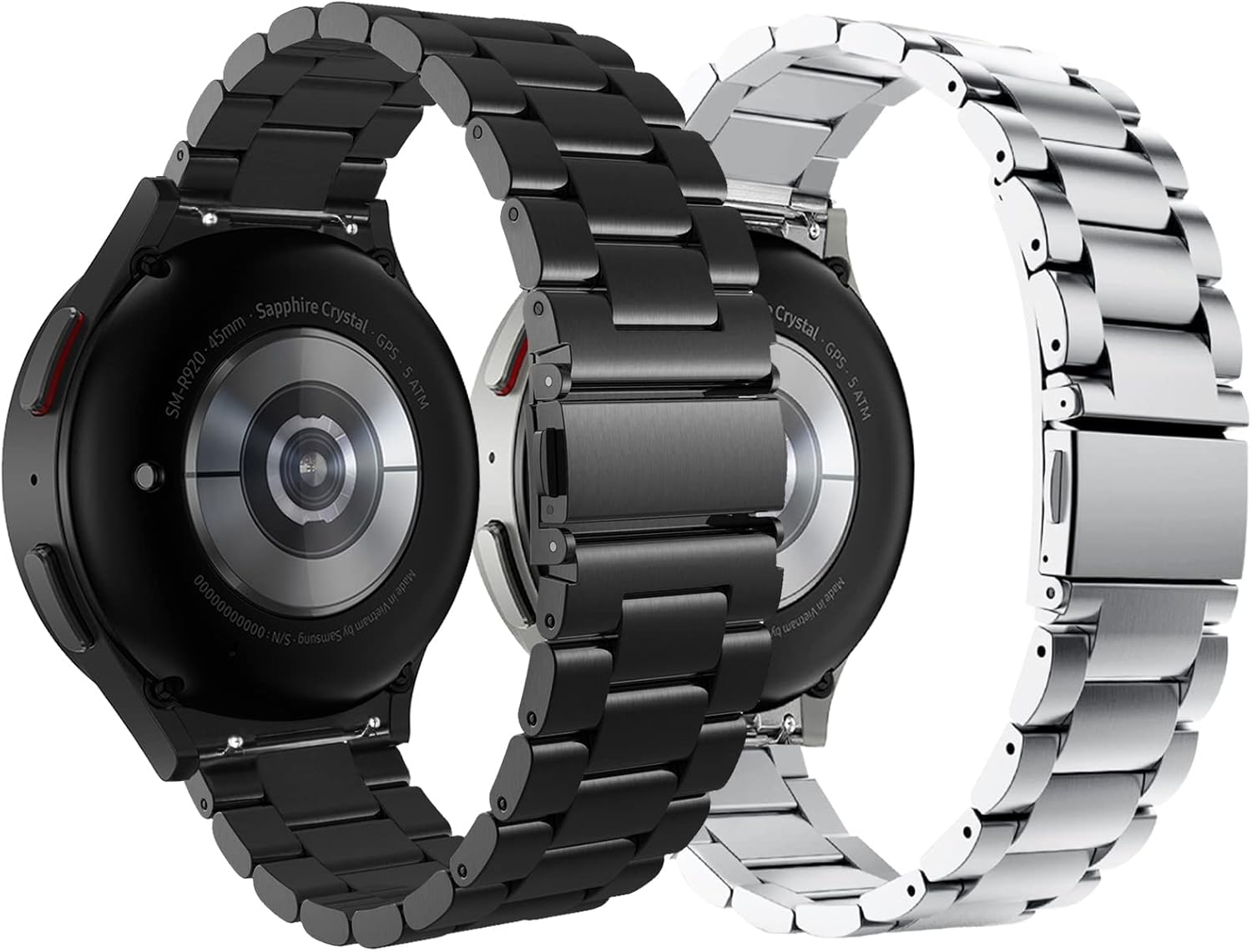 KOREDA Correas de metal sin brechas compatibles con Samsung Galaxy Watch 6 5 4 1.575 in 1.732 in, Galaxy Watch 5 Pro Band 1.772 inWatch 6 4 Classic