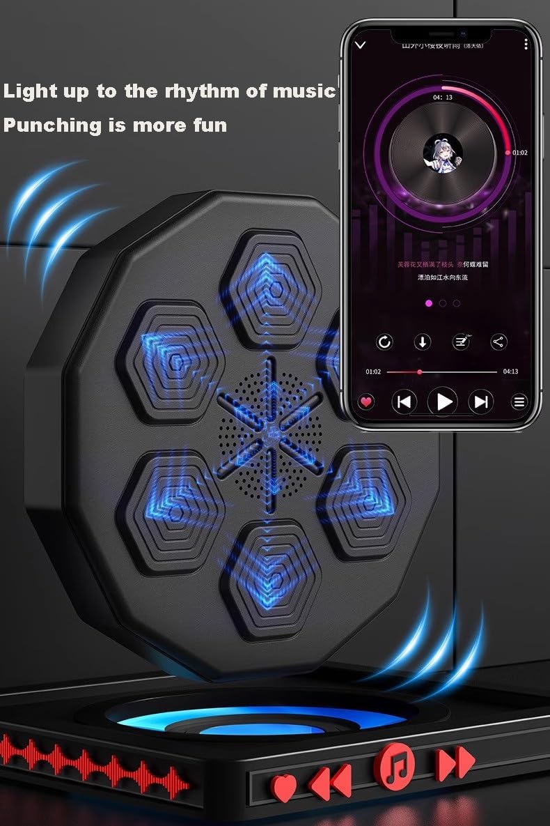Máquina de boxeo musical con guantes de boxeo, máquina de entrenamiento inteligente de música de boxeo, equipo de boxeo electrónico USB montado en