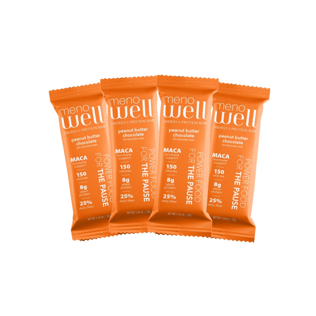 MenoWell Barras energéticas y proteicas para la menopausia para mujer (formalmente barra Bossa), chocolate con mantequilla de maní, a base de