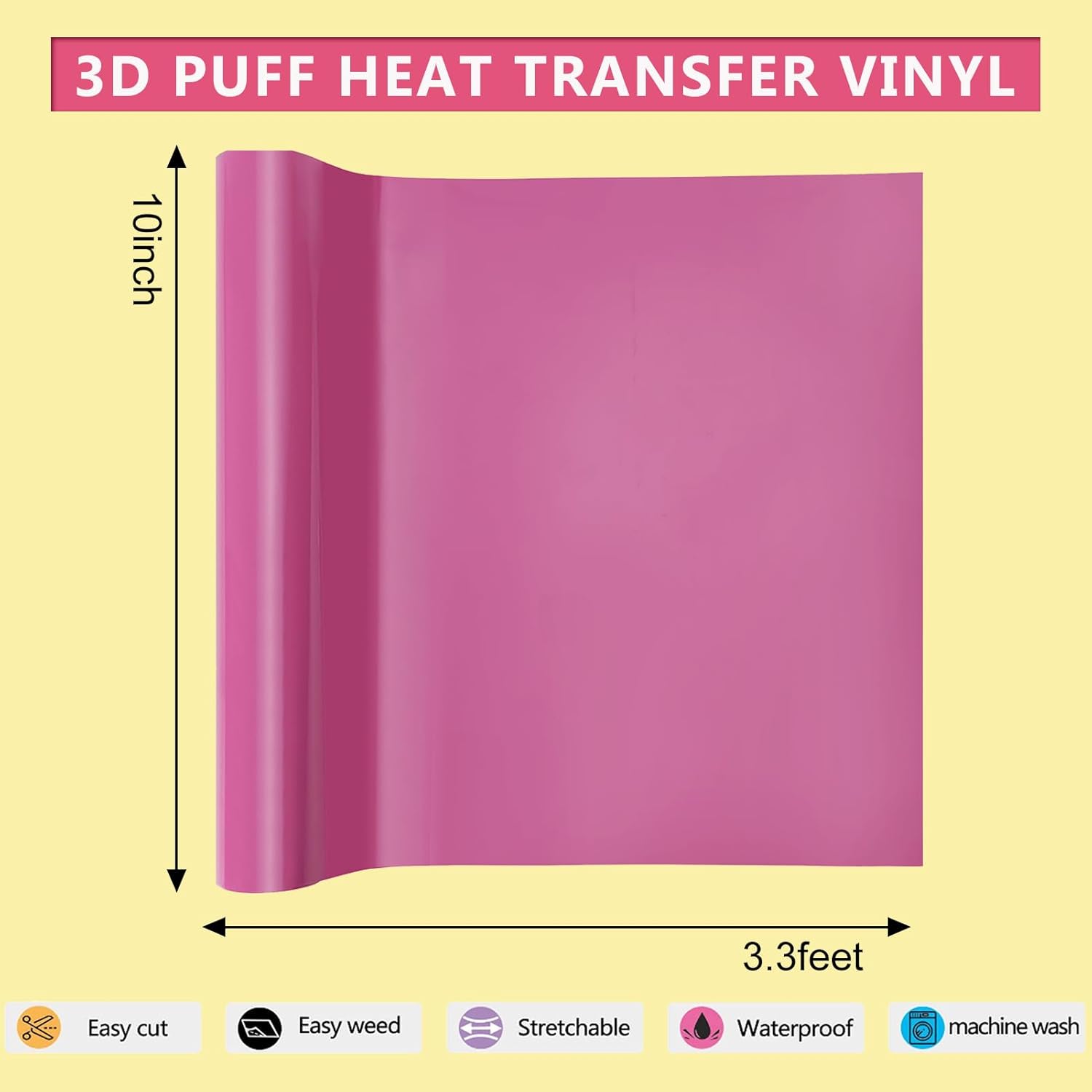 3D Puff HTV, 10inch x 3.3feet 3D Puff Heat Transfer Vinyl Roll, Sky Blue 3D Puff Iron On Vinyl for DIY T-Shirt Clothes Bag Pillow Textile Fabric,