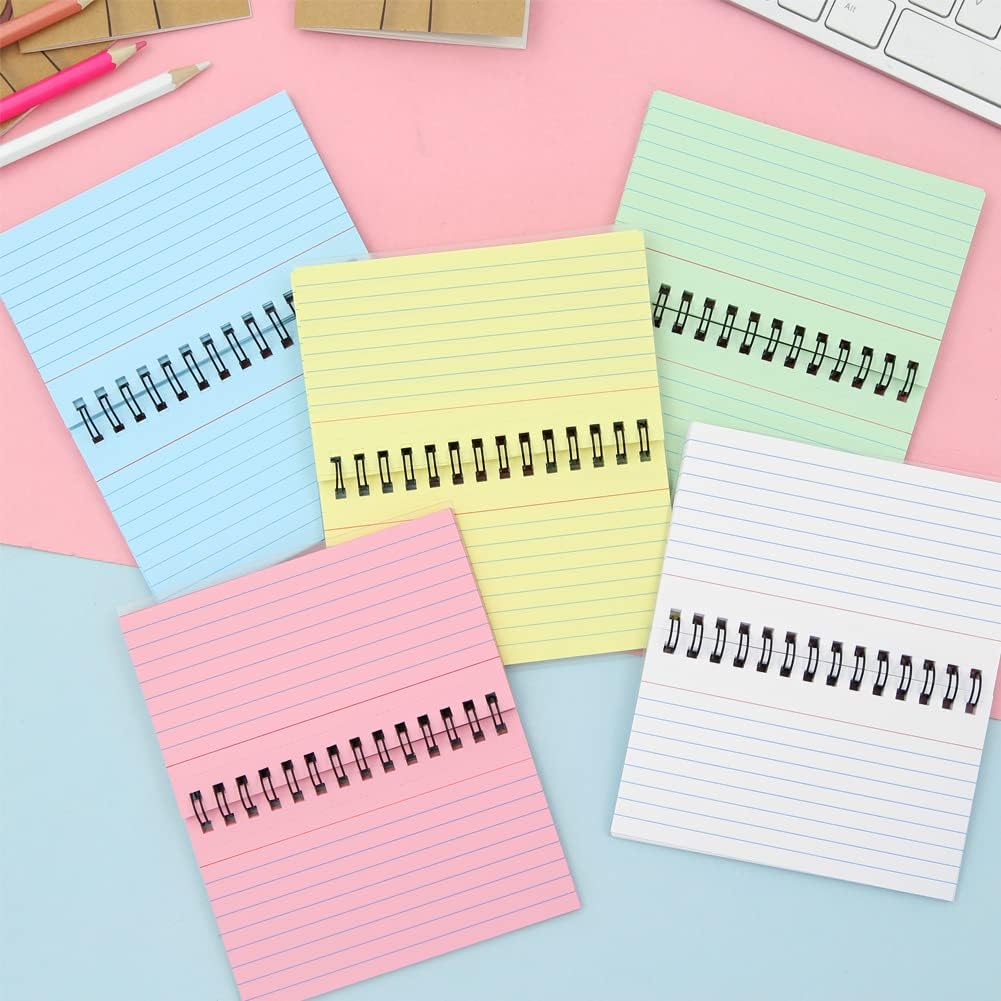 Paquete de 5 tarjetas de índice, 250 hojas de 3 x 5 pulgadas, tarjetas flash con forro multicolor de fácil desgarro, tarjetas de registro de