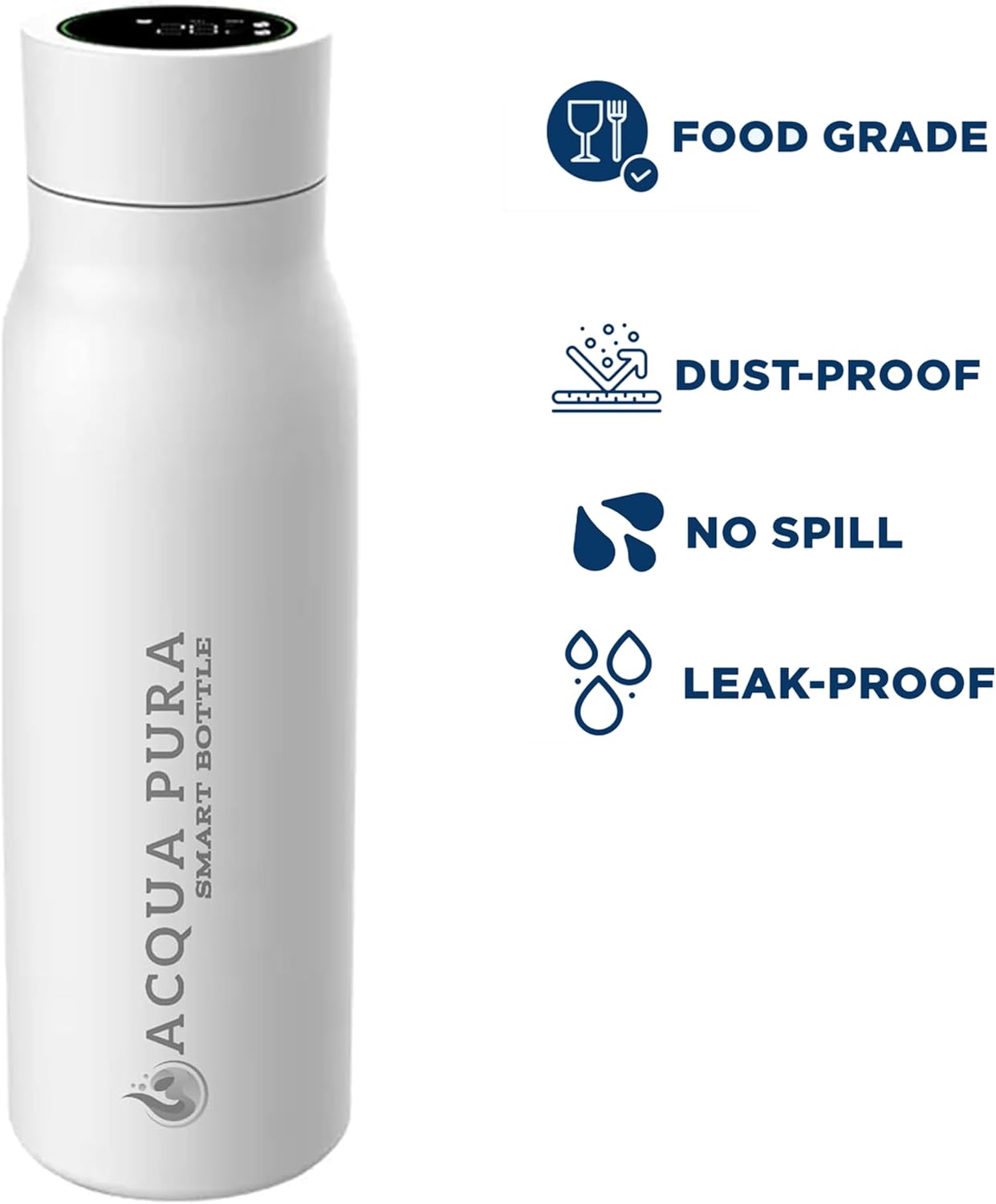 Botella de agua inteligente de acero inoxidable digital con pantalla táctil LCD