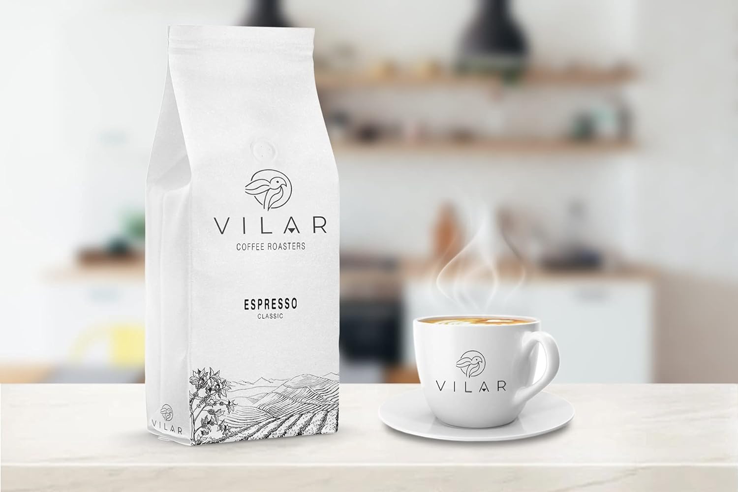 Vilar Coffee Roasters 1 kg (2.204 lb) Granos de café expreso, expreso de grano entero, mezcla clásica, tostado medio