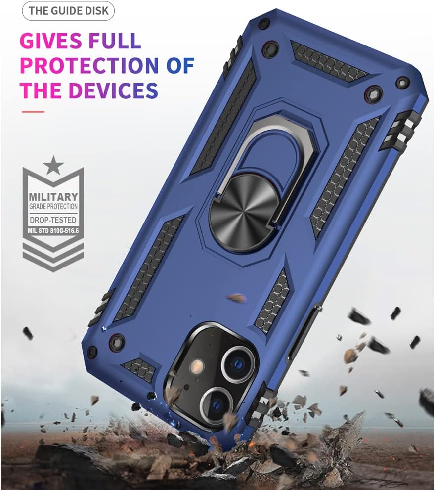 Aozuoton Funda para iPhone 12, iPhone 12 Pro, grado militar de 16 pies probada en caídas, anillo protector a prueba de golpes para iPhone 1212 Pro,