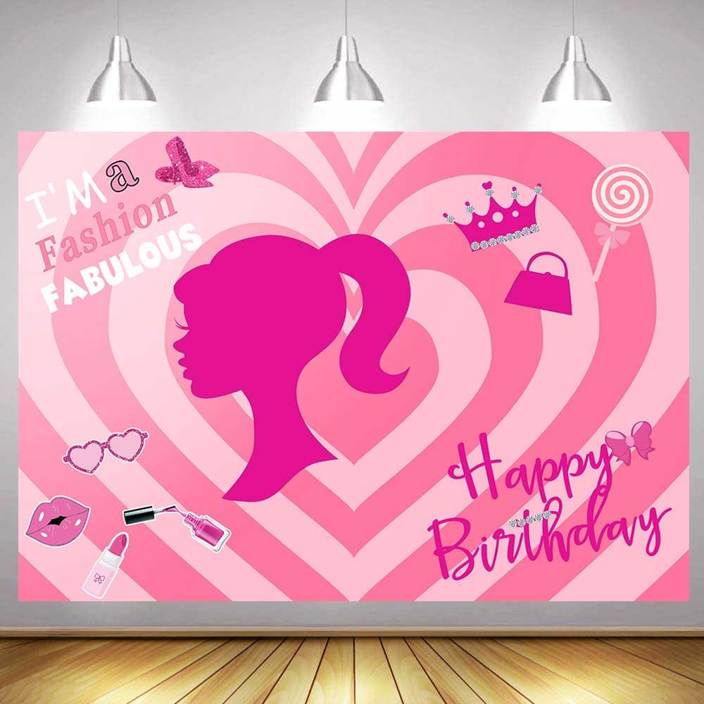 Sensfun Telón de fondo rosa con texto en inglés Happy Birthday para niña, decoración de fiesta de cumpleaños de princesa, fondo de fotografía, color