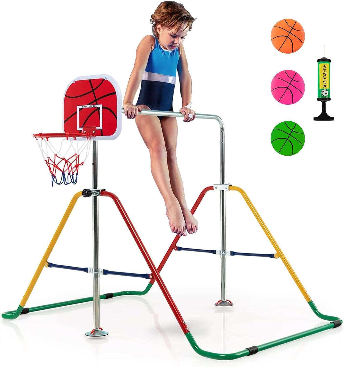 Costzon Gymnastics Bar With Basketball Hoop