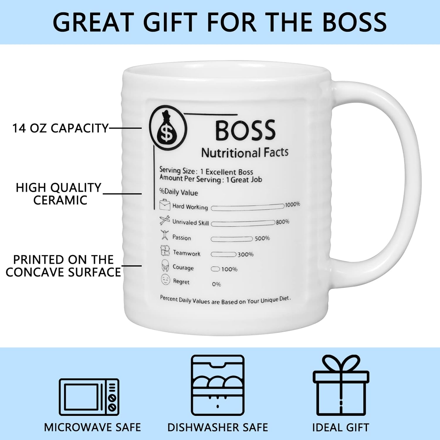 SQOWL Taza de café de cerámica con diseño de jefe para papá, mamá, taza de café, cumpleaños, Navidad, vacaciones, inauguración de la casa, regalos