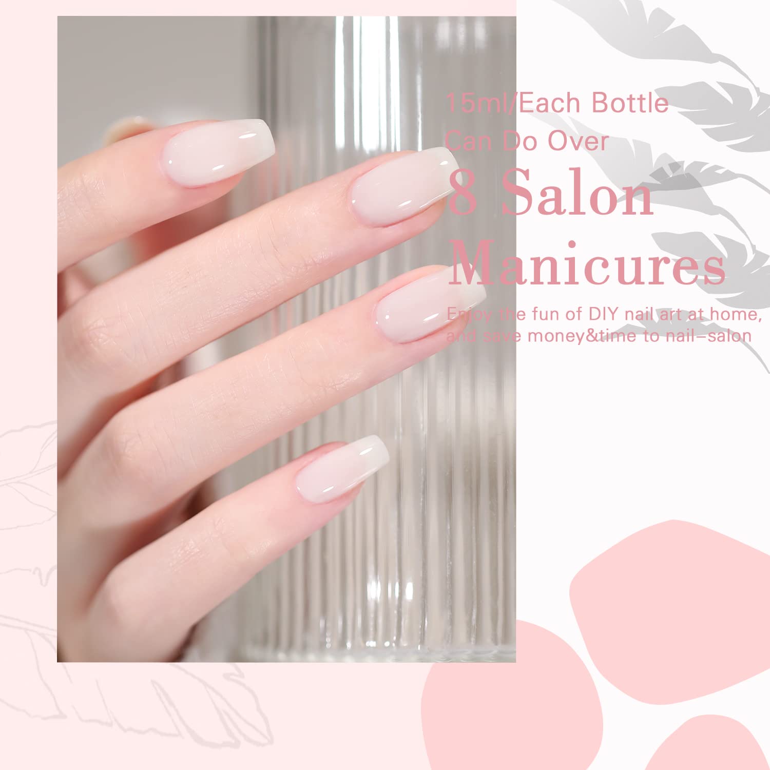 OPUIU Esmalte de uñas de gel blanco lechoso, esmalte de gel translúcido, esmalte de uñas en gel translúcido, color UV LED, 0.5 fl oz