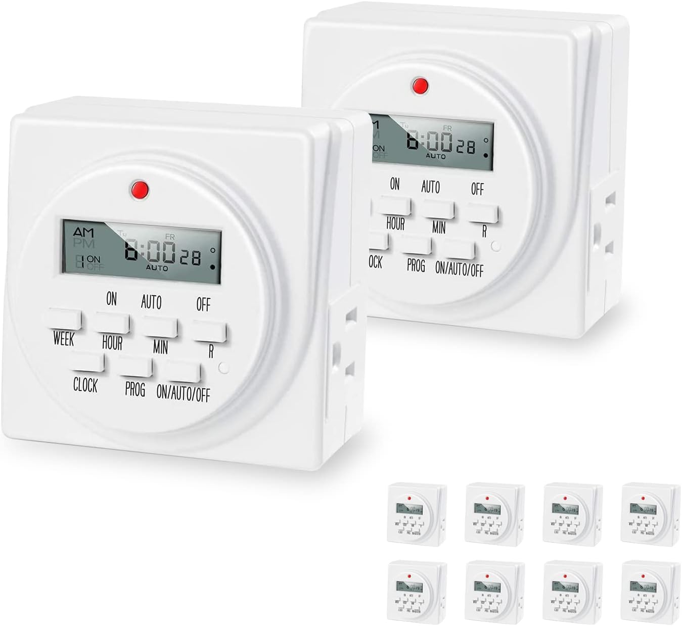 iPower Digital Outlet Timer, 7 Day Heavy Duty Programmable Timer Switch Indoor for Chrismas String Lights, Appliance, Pool Pump, 8 OnOff Programs,